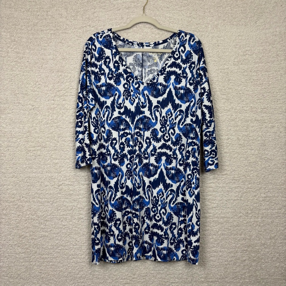 Lilly Pulitzer Dress Womens S‎ Blue Paisley Cori Mini Pima Cotton V-Neck Coastal